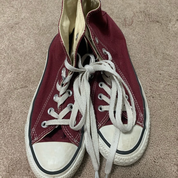Converse Shoes - Converse all star burgundy high tops size 4